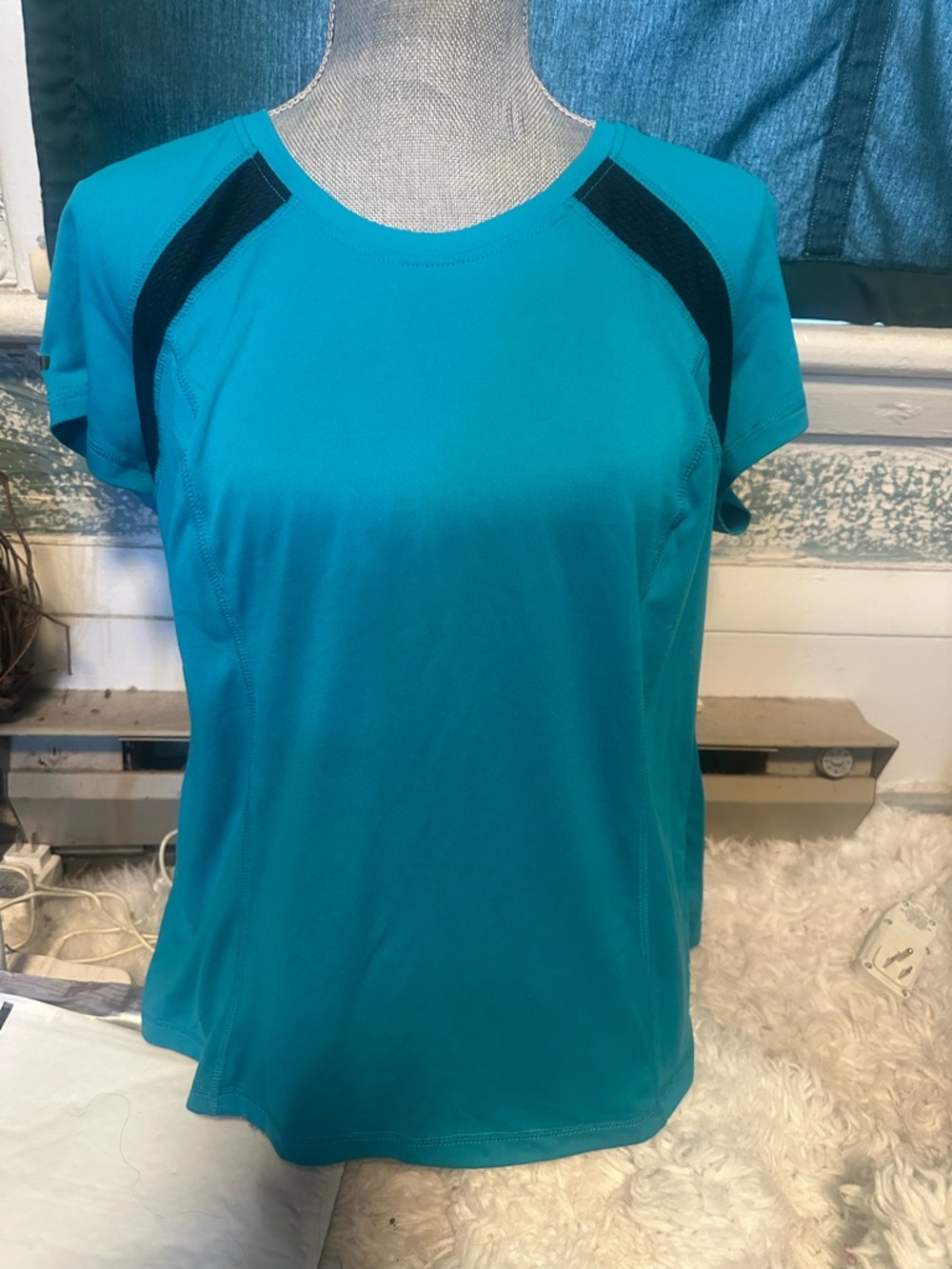 Danskin Now Teal Short-Sleeve Active Tee with Black Panels